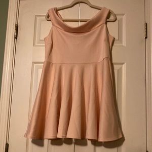Blush color off shoulder dress